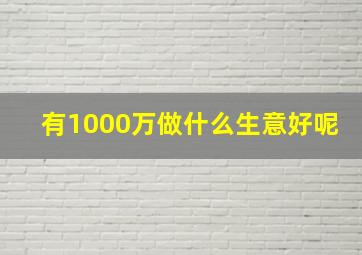 有1000万做什么生意好呢