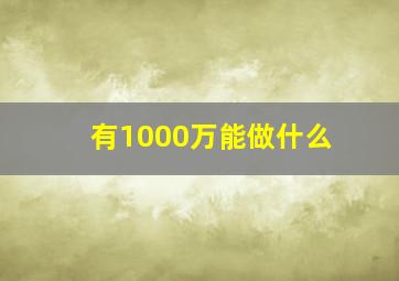 有1000万能做什么