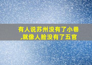 有人说苏州没有了小巷,就像人脸没有了五官