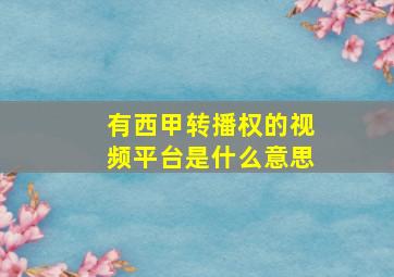 有西甲转播权的视频平台是什么意思