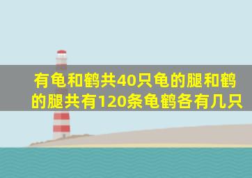 有龟和鹤共40只龟的腿和鹤的腿共有120条龟鹤各有几只