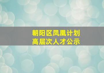 朝阳区凤凰计划高层次人才公示