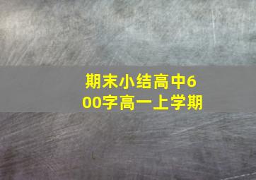 期末小结高中600字高一上学期