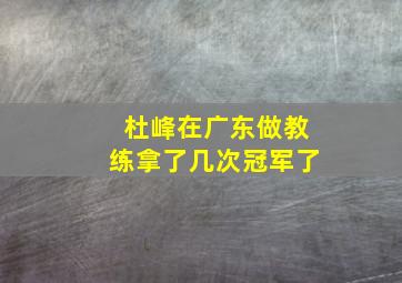 杜峰在广东做教练拿了几次冠军了