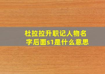 杜拉拉升职记人物名字后面s1是什么意思