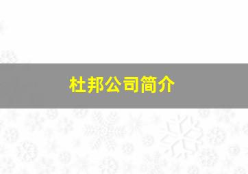 杜邦公司简介