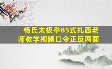 杨氏太极拳85式扎西老师教学视频口令正反两面