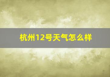 杭州12号天气怎么样