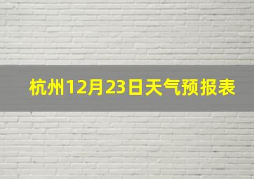 杭州12月23日天气预报表