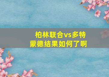 柏林联合vs多特蒙德结果如何了啊