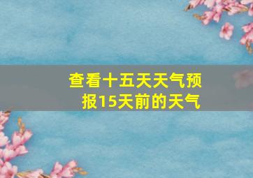 查看十五天天气预报15天前的天气