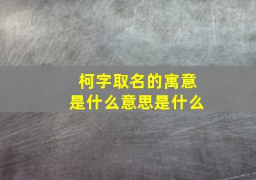 柯字取名的寓意是什么意思是什么