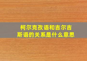 柯尔克孜语和吉尔吉斯语的关系是什么意思