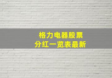 格力电器股票分红一览表最新