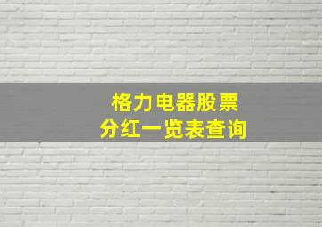 格力电器股票分红一览表查询