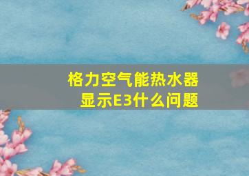 格力空气能热水器显示E3什么问题