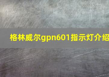 格林威尔gpn601指示灯介绍