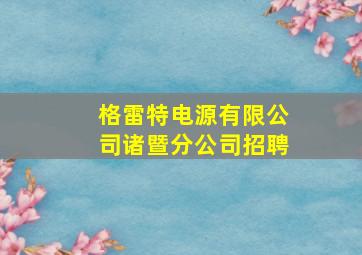 格雷特电源有限公司诸暨分公司招聘