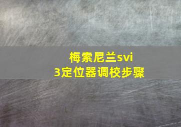 梅索尼兰svi3定位器调校步骤