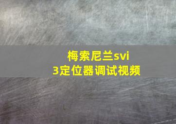 梅索尼兰svi3定位器调试视频