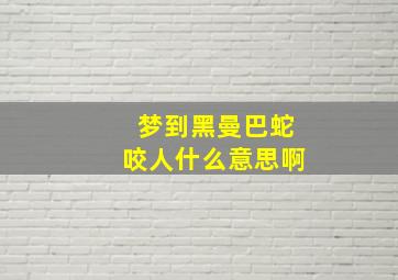 梦到黑曼巴蛇咬人什么意思啊