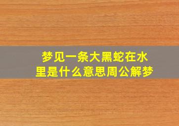 梦见一条大黑蛇在水里是什么意思周公解梦