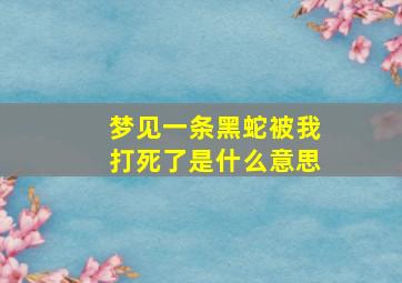 梦见一条黑蛇被我打死了是什么意思