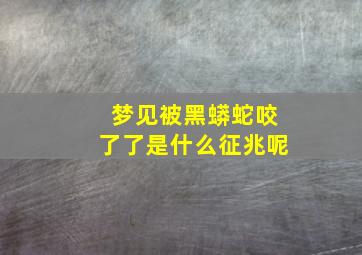 梦见被黑蟒蛇咬了了是什么征兆呢