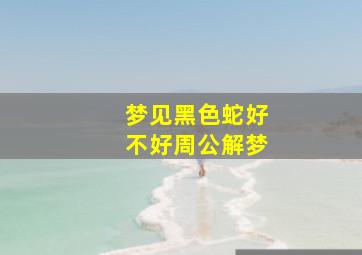 梦见黑色蛇好不好周公解梦