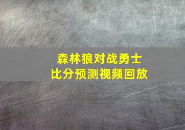 森林狼对战勇士比分预测视频回放