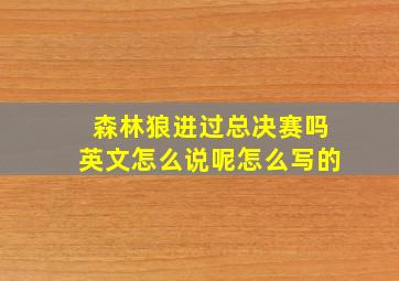 森林狼进过总决赛吗英文怎么说呢怎么写的