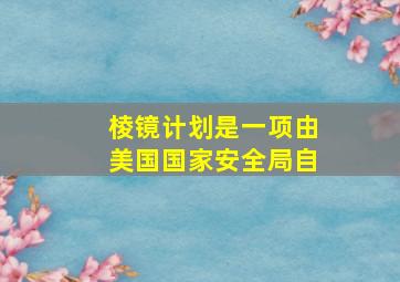 棱镜计划是一项由美国国家安全局自