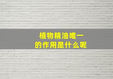 植物精油唯一的作用是什么呢