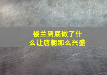 楼兰到底做了什么让唐朝那么兴盛