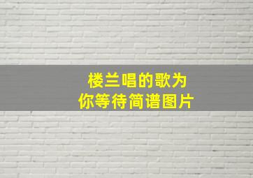 楼兰唱的歌为你等待简谱图片