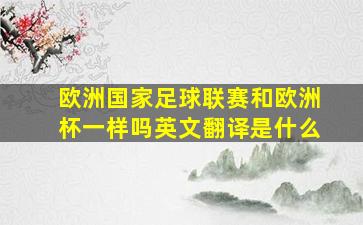 欧洲国家足球联赛和欧洲杯一样吗英文翻译是什么