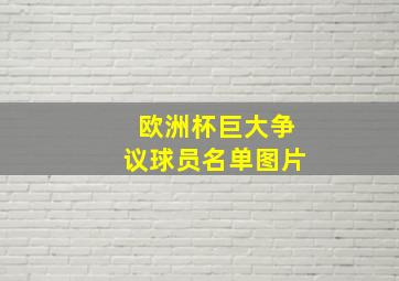 欧洲杯巨大争议球员名单图片