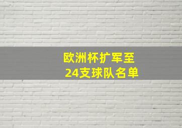 欧洲杯扩军至24支球队名单