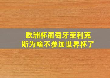 欧洲杯葡萄牙菲利克斯为啥不参加世界杯了