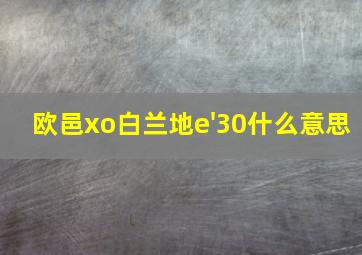 欧邑xo白兰地e'30什么意思