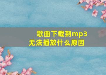 歌曲下载到mp3无法播放什么原因