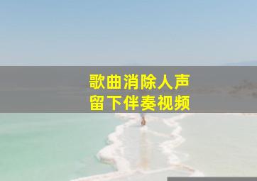 歌曲消除人声留下伴奏视频