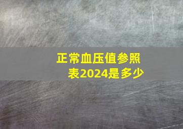 正常血压值参照表2024是多少