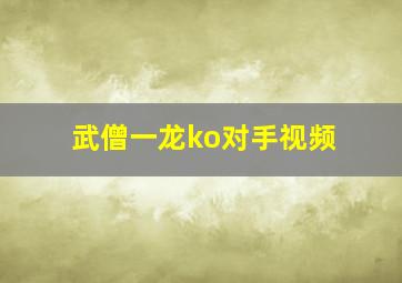 武僧一龙ko对手视频