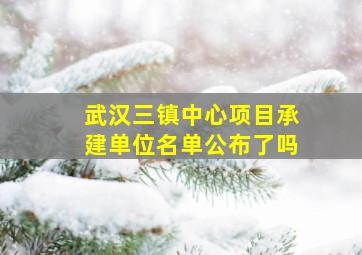 武汉三镇中心项目承建单位名单公布了吗