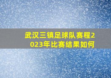 武汉三镇足球队赛程2023年比赛结果如何