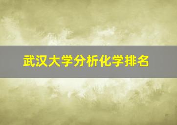 武汉大学分析化学排名