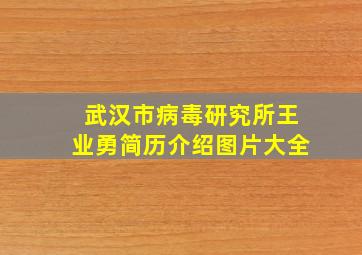 武汉市病毒研究所王业勇简历介绍图片大全