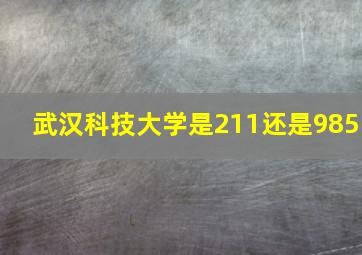 武汉科技大学是211还是985