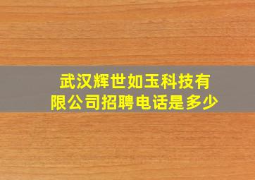 武汉辉世如玉科技有限公司招聘电话是多少